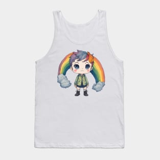 watercolor sad rainbow boy illustration sticker Tank Top